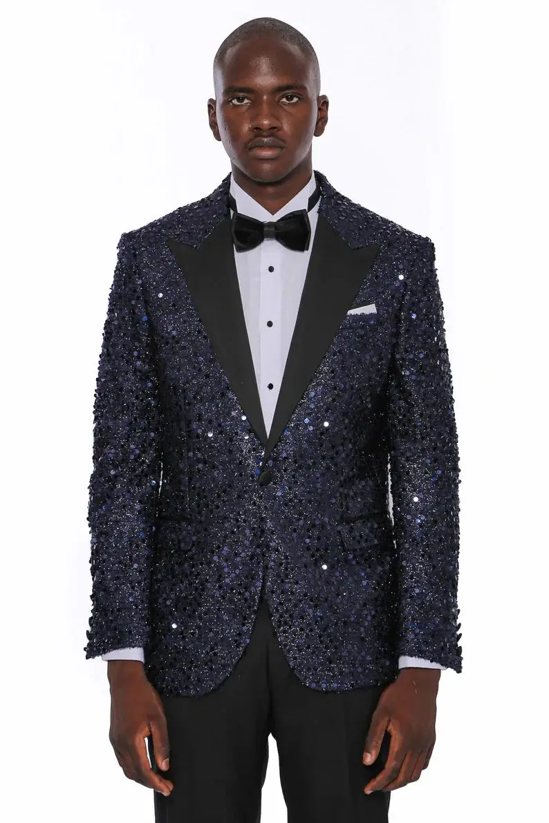 Fashion Mens Suits Tweed Sequin Blinders Suit 2 Piece Authentic Tailored Fit Classic Vintage Wedding Tuxedos