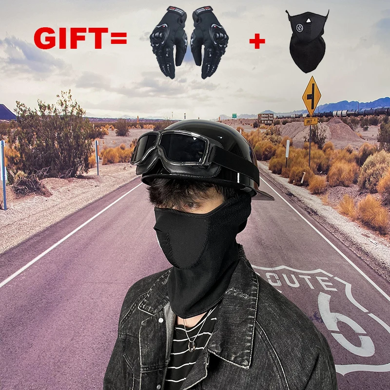 

2 Gifts Motorcycle Helmet Half Face Helmet Vintage Motorbike Motocross Helmet Biker Riding For adults free shipping