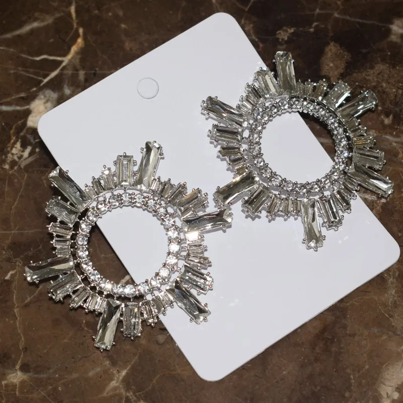 Women's Shiny Rhinestone Sunshine Styles Dangle Earrings, Elegant