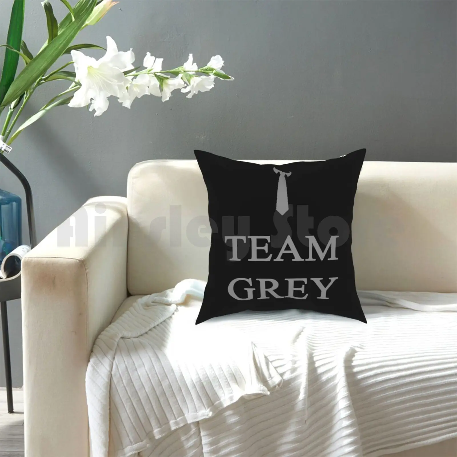 Team Grey Szara poszewka na poduszkę z nadrukiem Home Miękka poduszka do rzucania 50 odcieni Fifty Shades Fifty Shades Of Grey 50 odcieni szarych