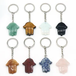 Women Keychain Natural Stone Topaz Sodalite Rose Quartz  Key Finder for Handbag Car Clothes Pendant Jewelry Gift 40x36mm