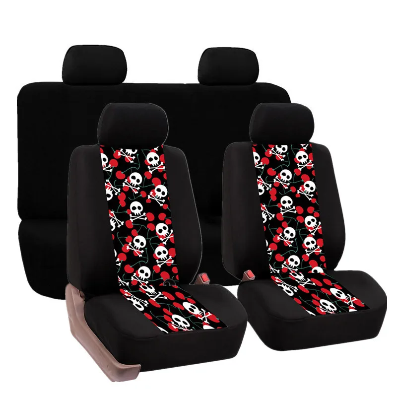 

Car Seat Full Cover Universal cool Accessories Protector Styling red skull For VW POLO golf Peugeot 206 lada byd Hyundai Accent