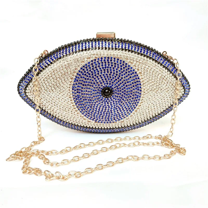 New Bling Shape Blue Eyes Ladies Banquet clutch bag American Fashion Diamond Dinner Women Evening bag Bridal Wedding Party Purse