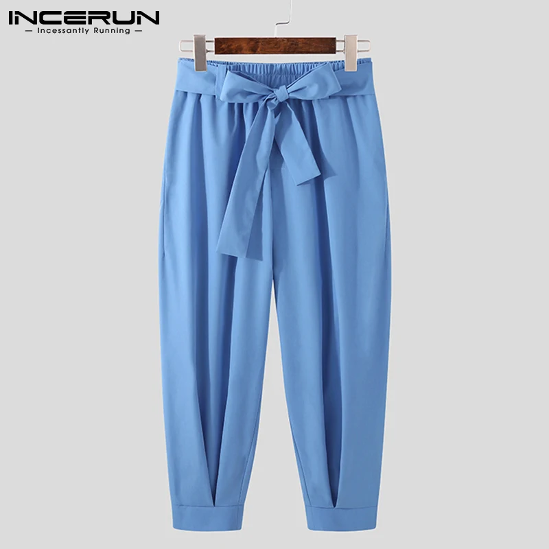 INCERUN 2023 New Men\'s Fashion Solid Color Pants Drawstring Casual Harem Trouser Chinomen\'s Loose Wide Leg Pant Trousers S-5XL 7