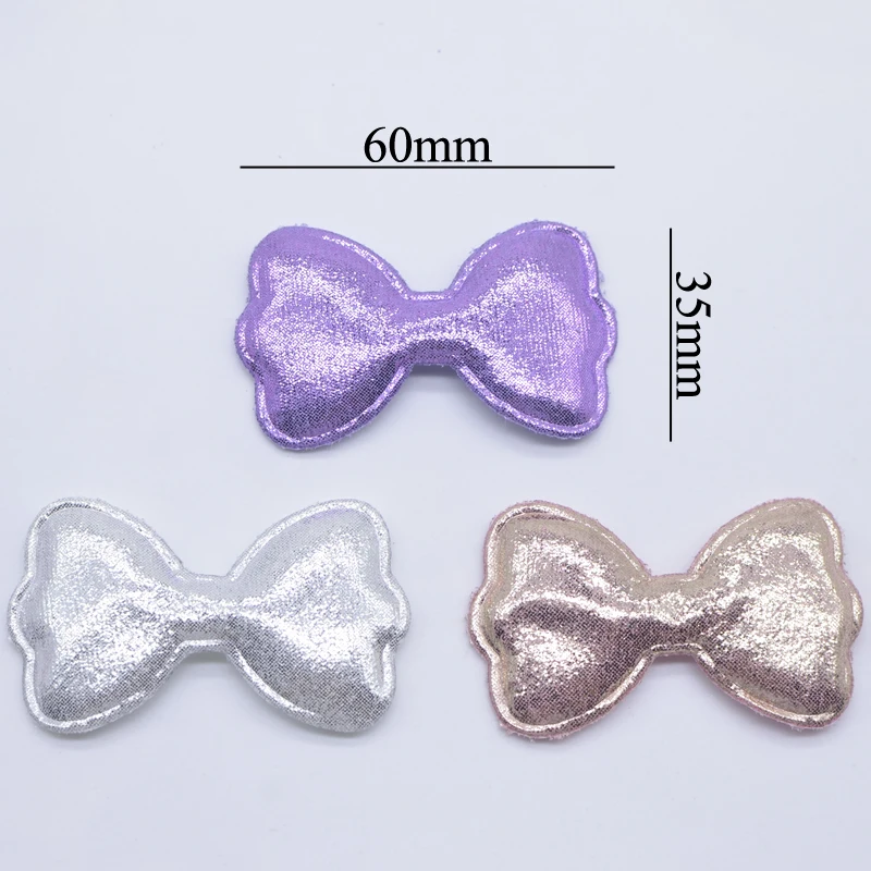 12Pcs 60*35mm Bling Cloth Bow Padded Appliques for Handmade Clothes Crafts Patches DIY Headwear Hair Clips  Decor Accessories