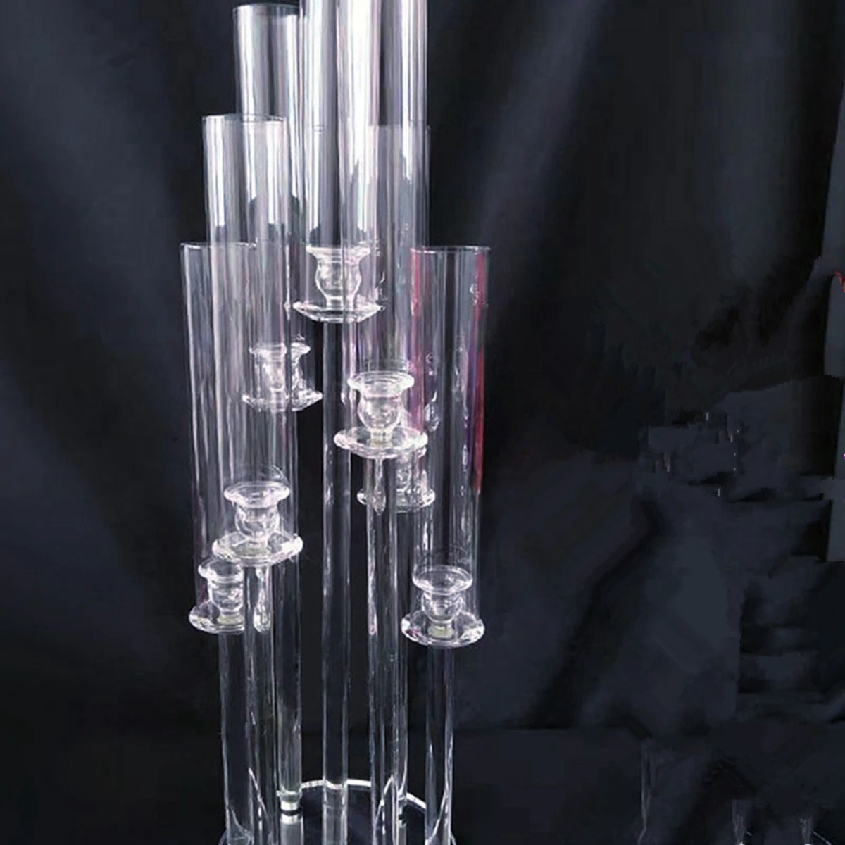 

10pcs)New Design clear acrylic Pillar Cylinder Crystal Elegant Wedding Candle Holder For Dining Table AB0620