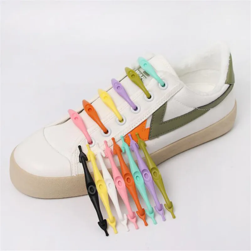 

12pcs/lot Silicone Elastic Shoelaces Special No Tie Shoelace Lacing Kids Adult Sneakers Quick Shoe Lace