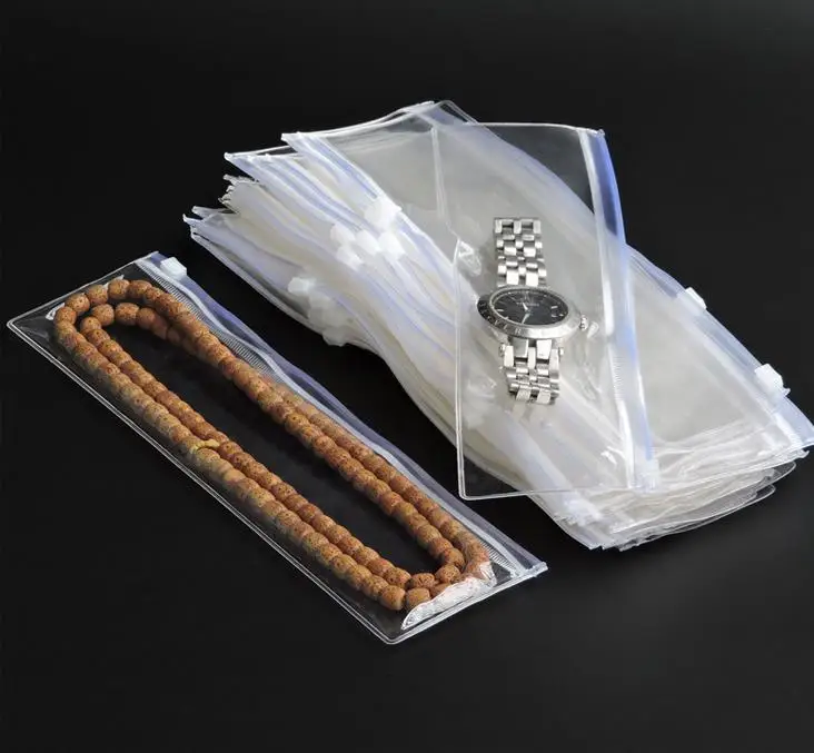 300pcs Clear PVC Bags Zipper Plastic Jewelry Packaging Jewelry Display Watch Pouches Storage Case Bag SN3774