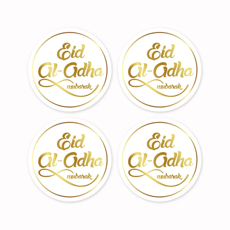 60pcs Gold Stamping The traditional Muslim festival of Eid al-Adha Holidays Party Supplies-4cm Round   2 order