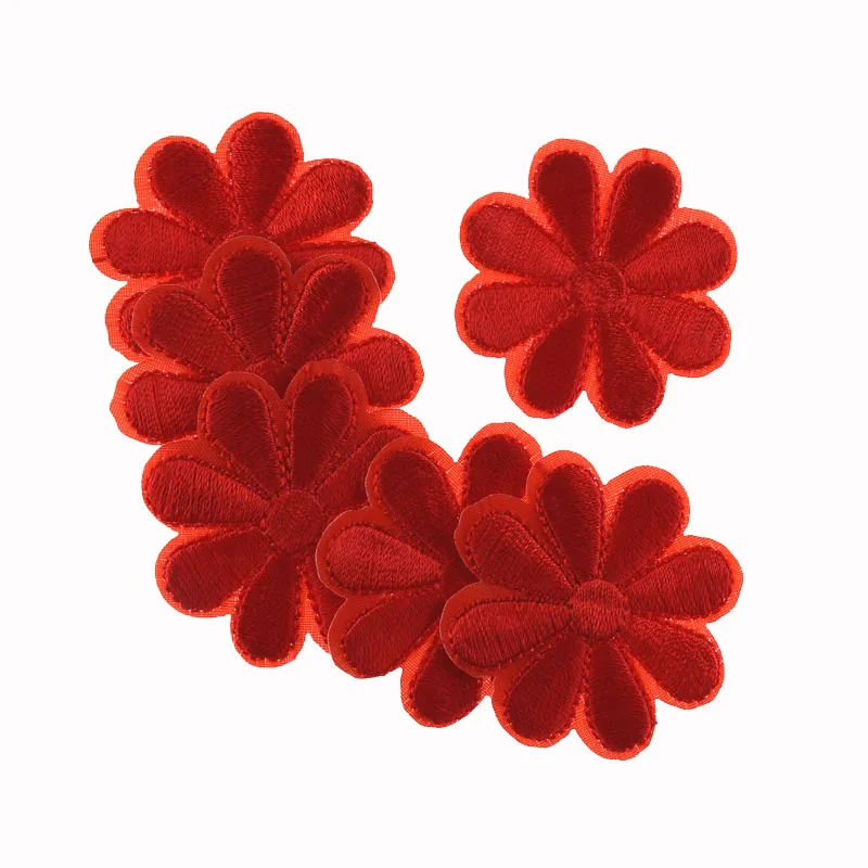 10Pcs Artificial Flower Embroidered Iron On Patches Badges Daisy Flowers Patch For Clothing Bag Jeans Hat Decoration 4.0cm