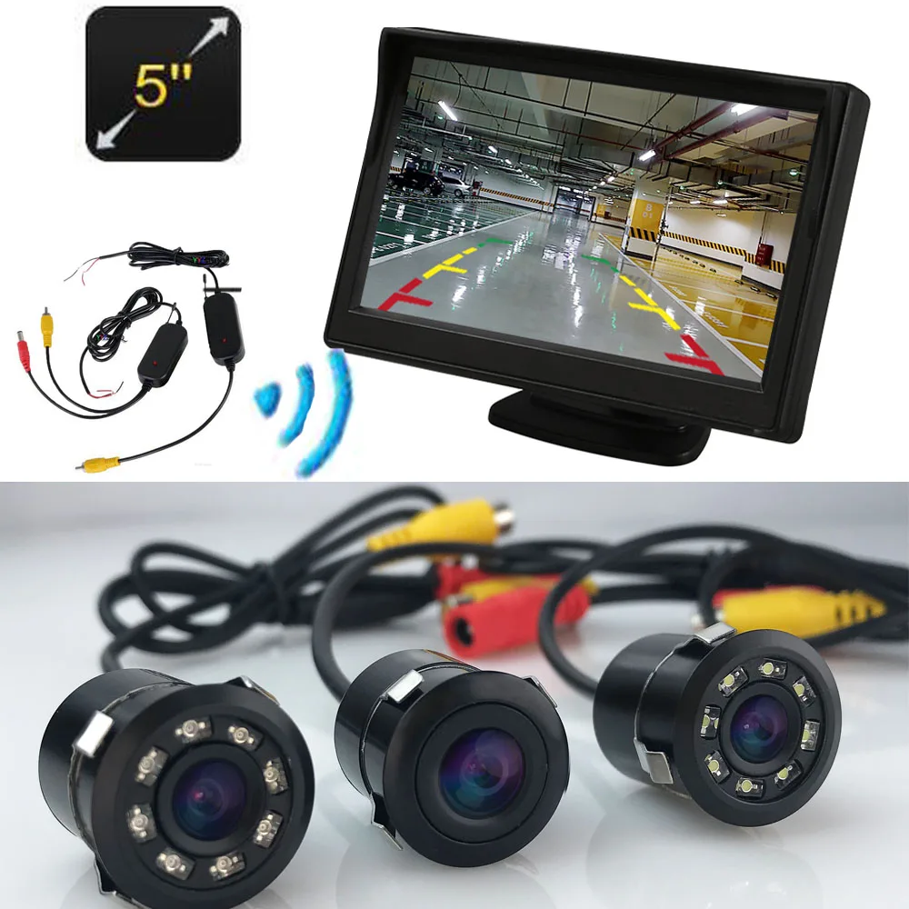 

Wireless 5 Inch Car Monitor TFT LCD 5" HD Digital 800*480 Screen Reverse Rear View Camera DVD night vision IR/LED Parking