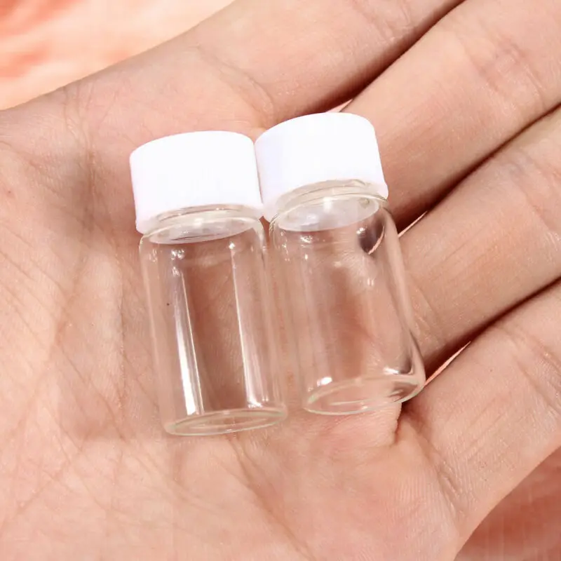 10Pcs  White Mini Bottles Glass Vials Sample Clear Screw Cap Stash  Jar Potion or Perfume Stash  Jar Sample 3ml