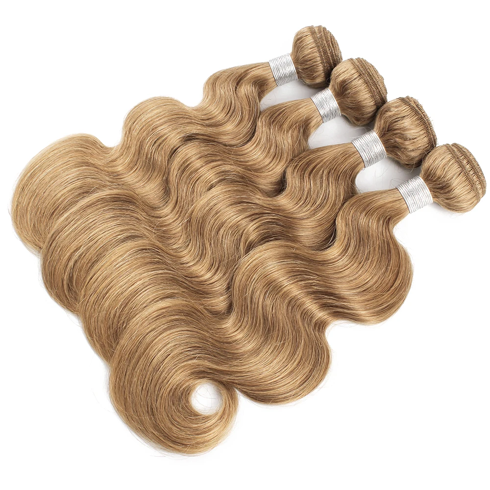 Kisshair color #27 hair bundles honey blonde 16 to 24 inch pre-colored body wave remy Brazilian human hair extension