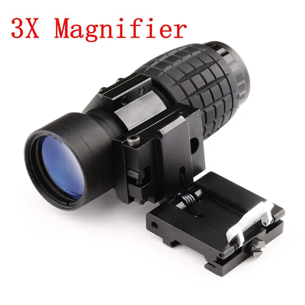 3X Magnifier red dot Scope Compact Tactical Sight with Flip to 20mm Rifle Gun Rail Mount zeng bei jing with Rollover Support