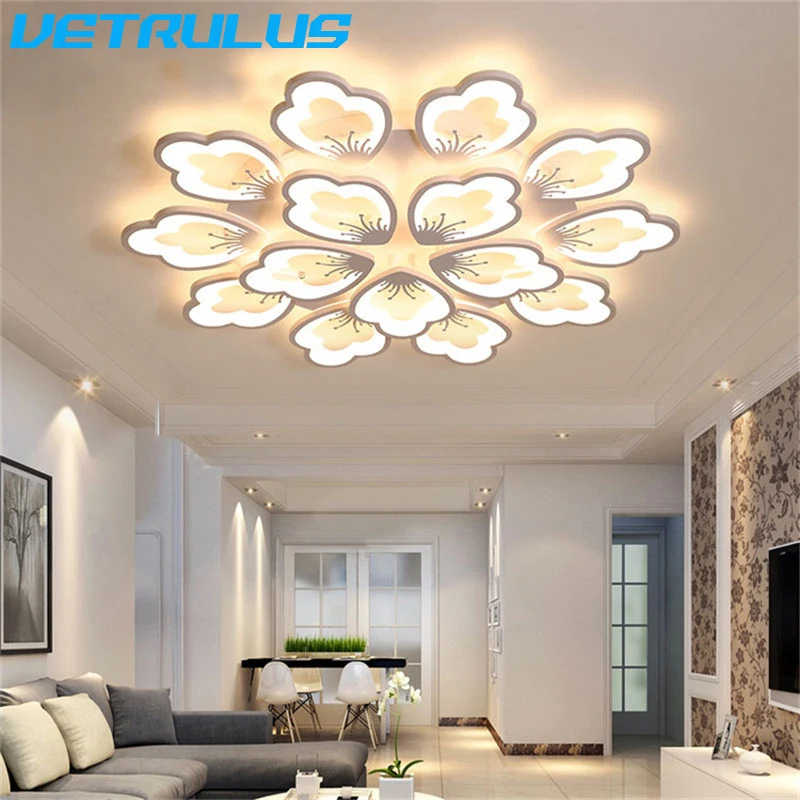 LED Acrylic Chandelier Lotus Designed Light Modern Ceiling Lamp Living Dining Room Study Luminaire Hall Decor Fixture Lustre