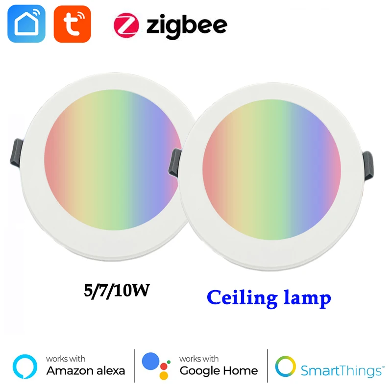 

Tuya Zigbee Smart LED Downlight 5/7/10W RGBCW Round Ceiling Lamp Spots Lights APP Smart Life With Alexa Google Home SmartThings