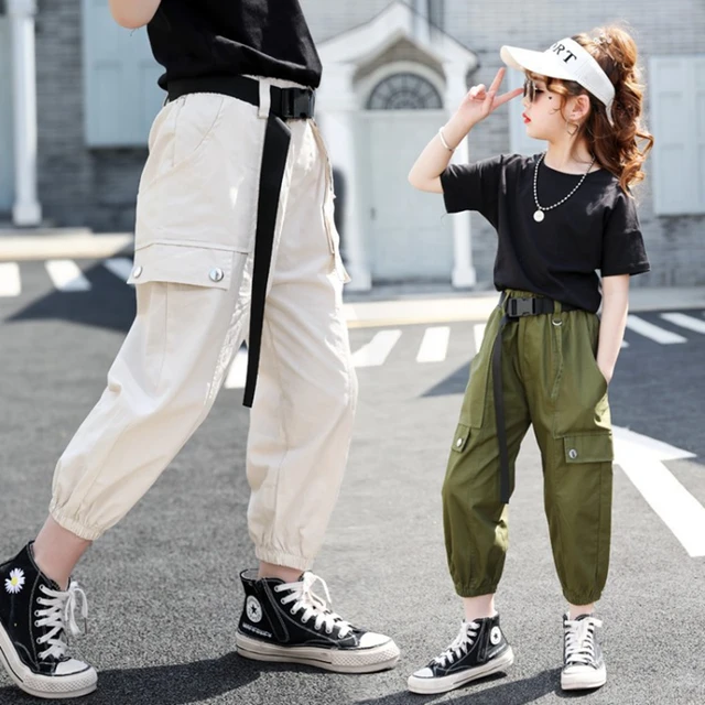 Pockets Pants Teen Girls Teenager Girls Cargo Pants Cotton Sport Running Pants Kids Pants Capris Aliexpress