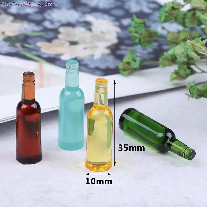 6Pcs 1:12 Dollhouse Miniature Toy Beer Wine Drink Bottle Doll Food Kitchen Living Room Accessories