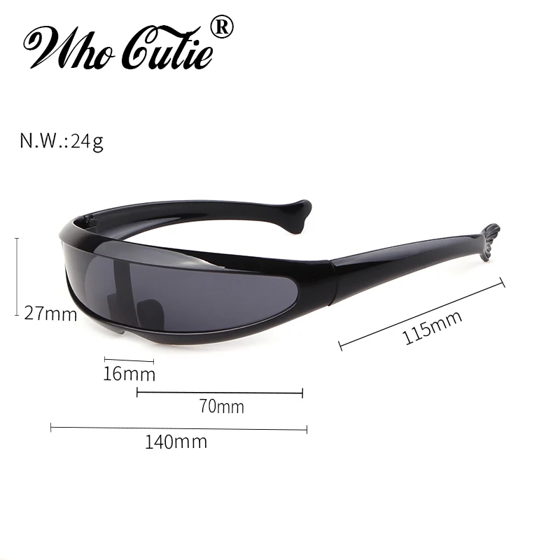 WHO CUTIE 2019 Windproof Visor Sunglasses Men Women One Piece Sunny Flat Top Goggles Oversized Shield Robot Sun Glasses Male 837