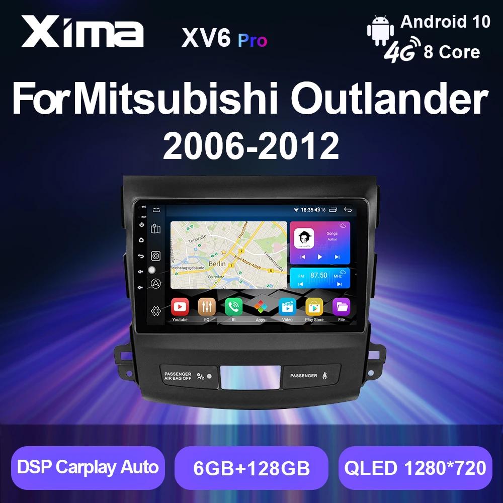 XIMA  2din Android Car Radio Multimidia Carplay gps For Mitsubishi Outlander xl 2 CW0W 2005-2011 For Citroen C-Crosser 2007-2013