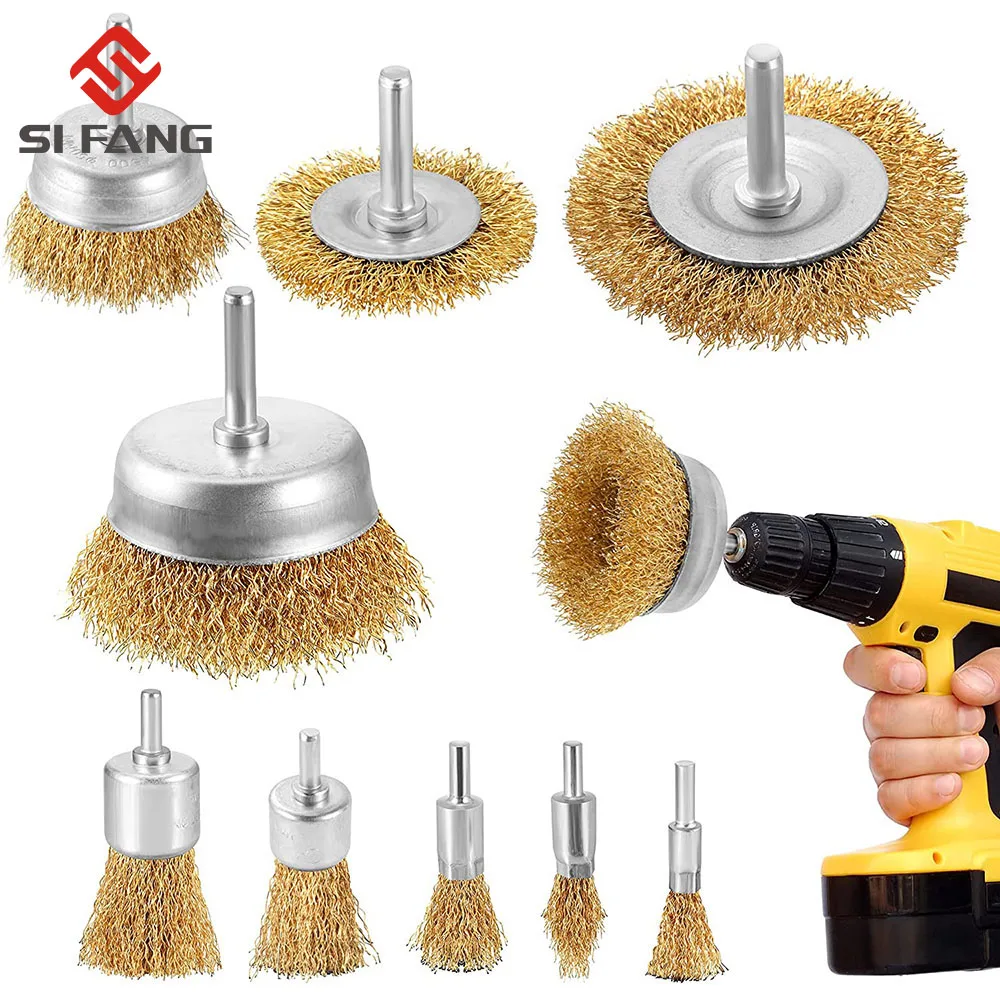 A Set of Brass Brush Wire Wheels Brushes Drill Rotary Tools Engraver Grinder Polishing Metal Rust Removal Brush Set Tools Brush