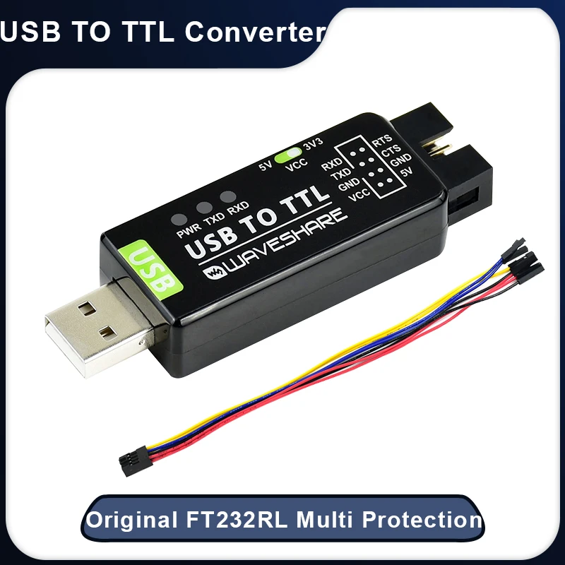 

Industrial USB to TTL Converter Original FT232RL Multi-systems Support Multi Protection Circuits 5V Output USB-A Convertor