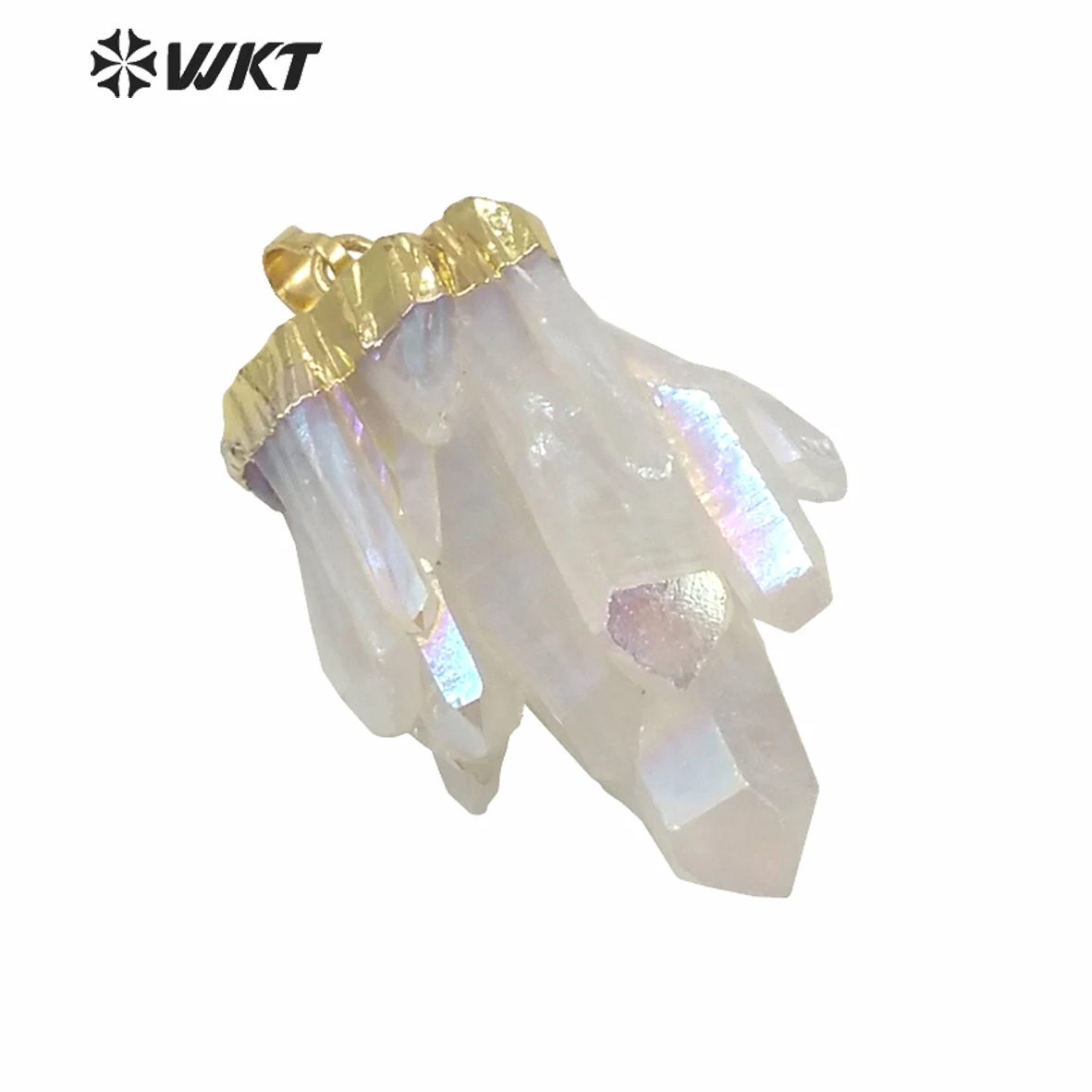 WT-P1070 Wholesale high quality Natural Crystal Column Pendant Unique design Retro stone with AB color plated Jewelry