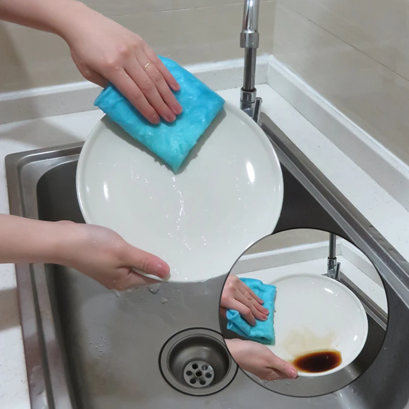 2pcs Kitchen Anti-grease Rags Efficient Bamboo Fiber Cleaning Cloth Home Dish Washing Towel Cleaning Tools for dishwashing