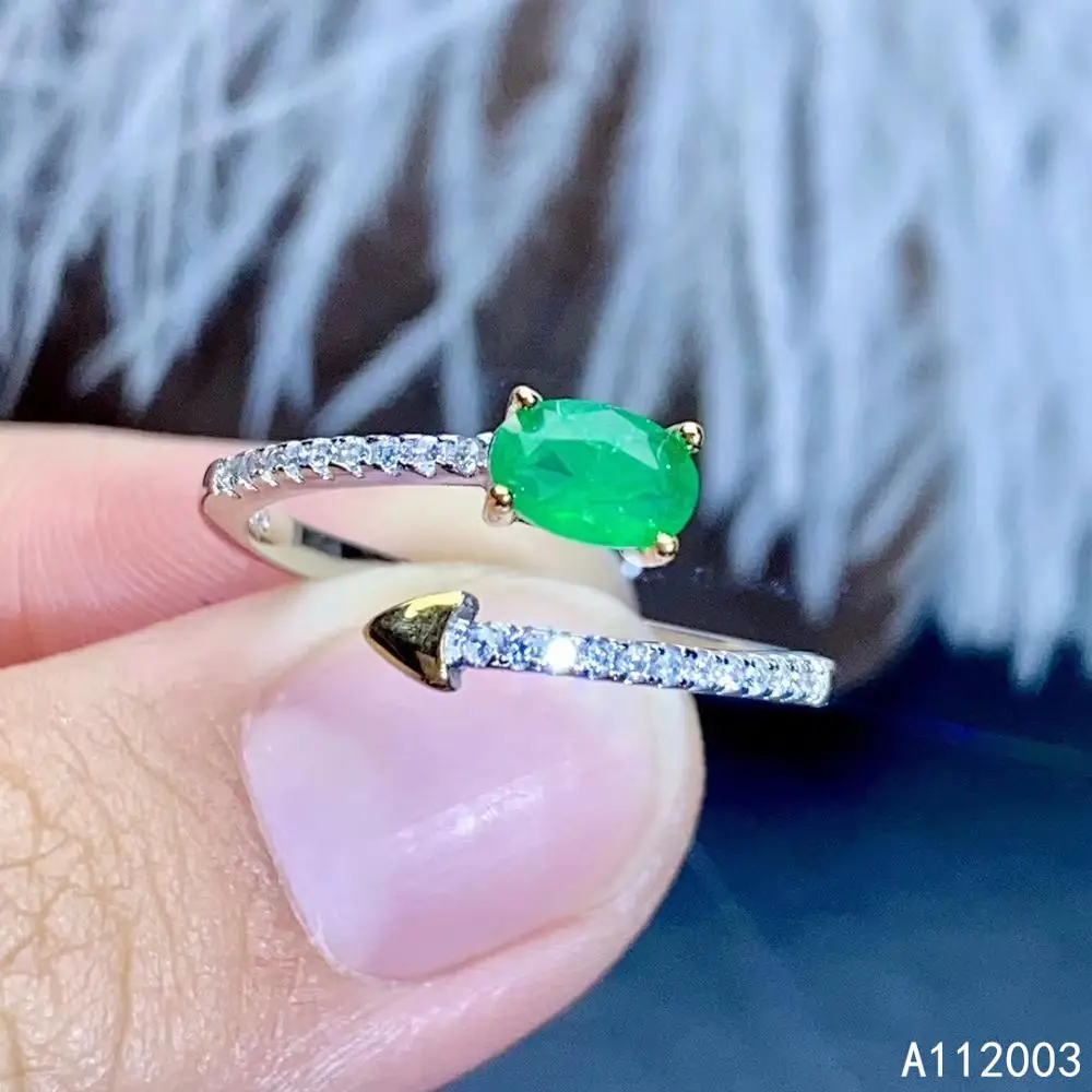 

KJJEAXCMY fine jewelry 925 sterling silver inlaid natural gemstone Emerald Female Miss Girl Woman new ring noble