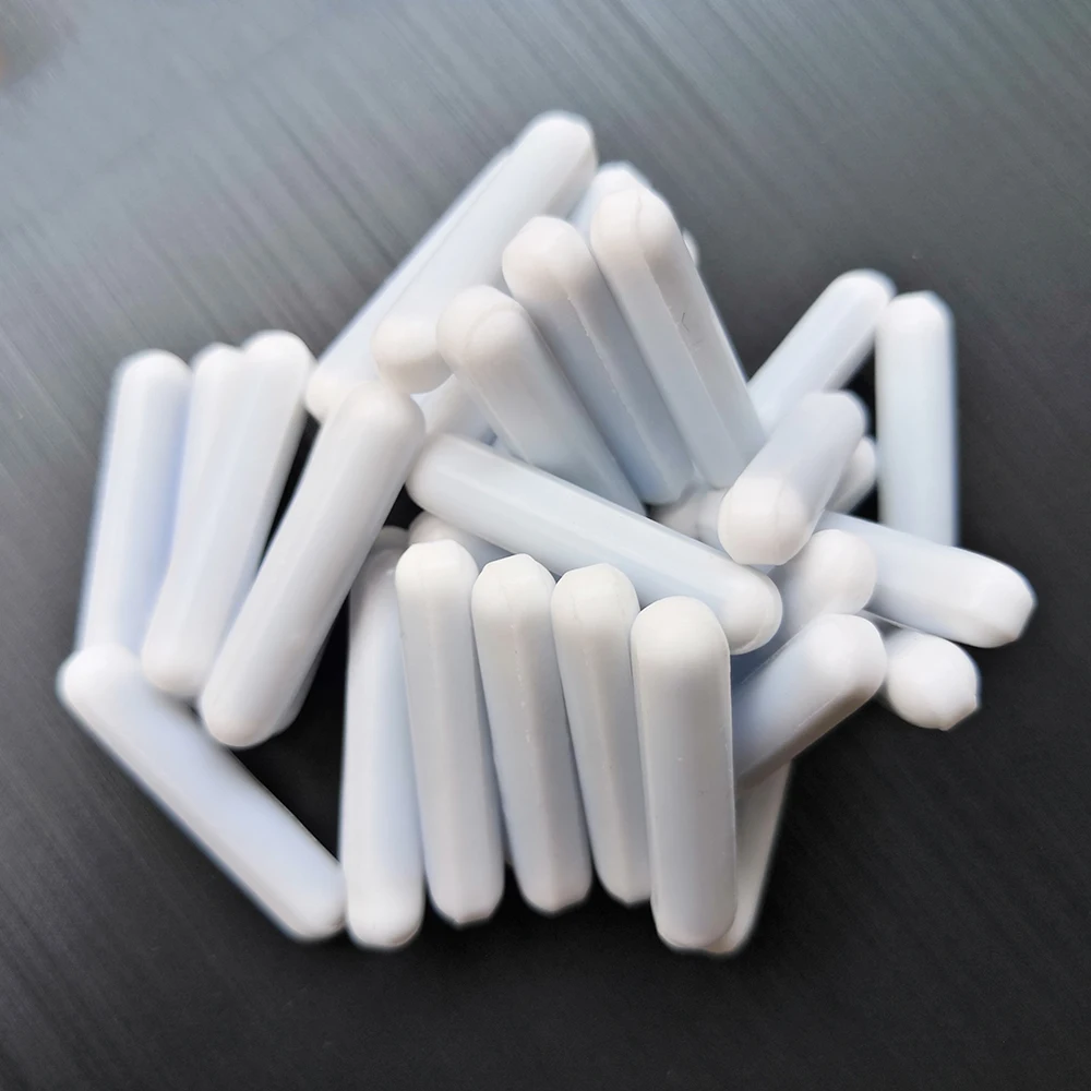 Barra de agitación magnética de laboratorio, barras de agitación lisas de PTFE sin pivote, con forma de cilindro, color blanco, C6 x 30mm, 10