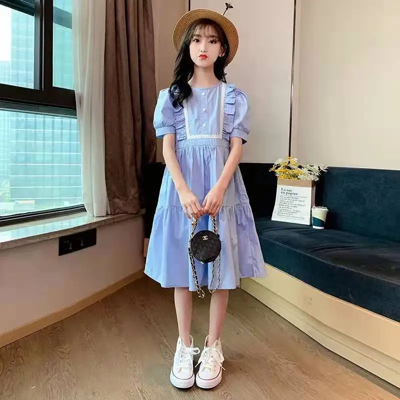 Teenage Fashion Girls Dress Summer Children Casual School Dresses Costumes Party Princess Kids Clothes Vestidos 6 8 10 12 14 Yea