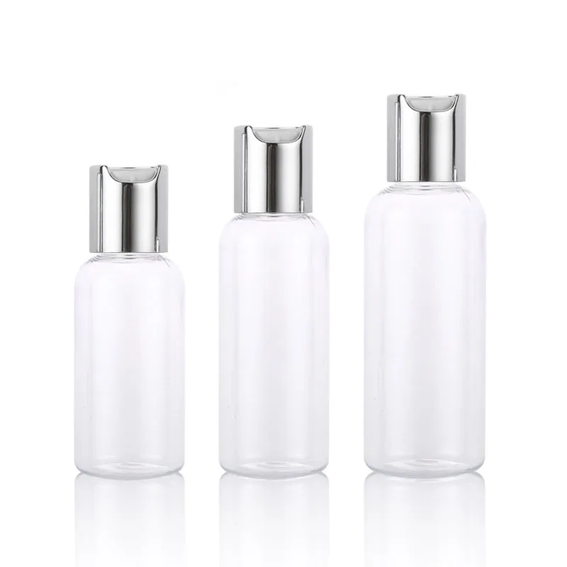 

70ml 80ml 120ml 48pcs empty clear plastic shampoo bottles with disc cap,empty essential oils cosmetic packaging shower gel