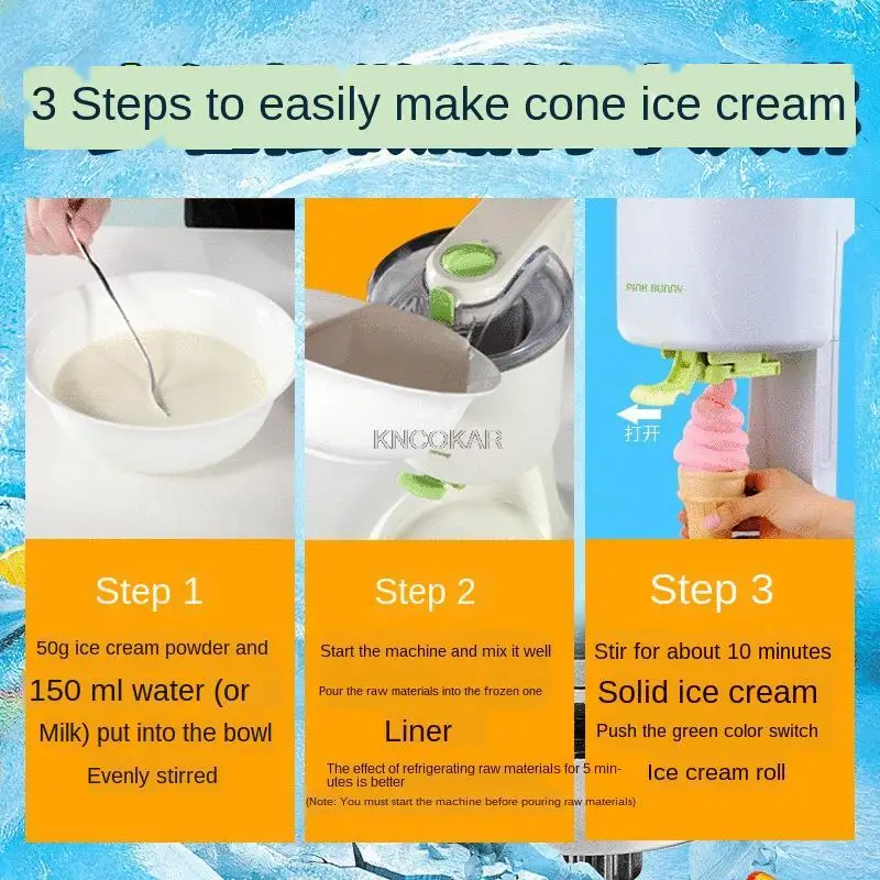 220V 20W ice machine Fully Automatic Mini Fruit Ice Cream Maker For Home Electric DIY Kitchen Maquina De Sorvete For Kids