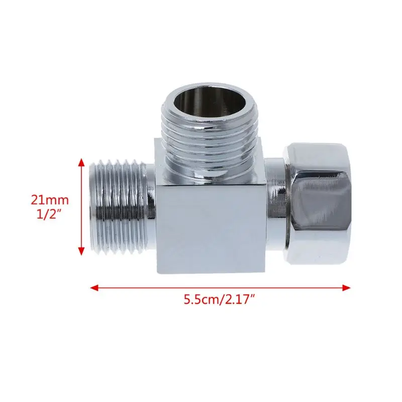 Adaptador de manguera de desviador de 3 vías de latón, Conector de baño en forma de T, 2021 ", nuevo, 1/2