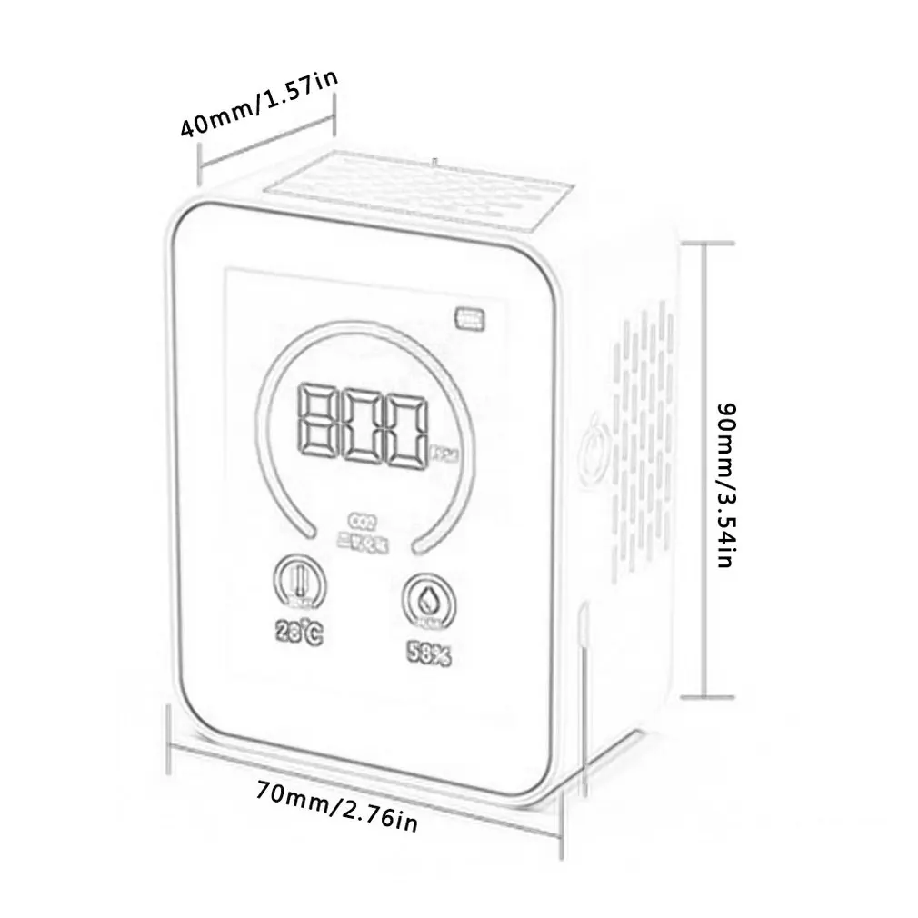 Monitor de qualidade do ar doméstica, detector de co2 digital lcd para áreas internas, monitoramento em tempo real, medidores de qualidade do ar,