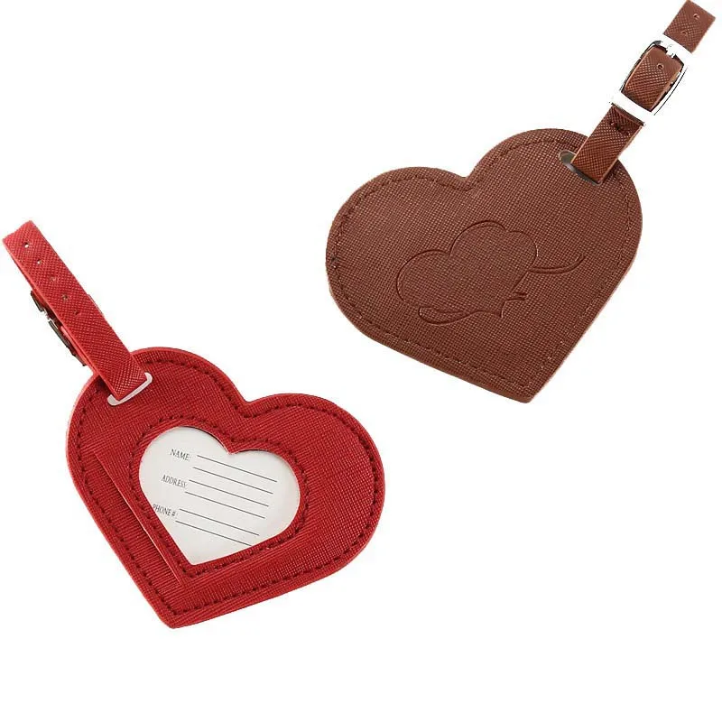 

2020 New Luggage Tag Travel Accessories Love Heart Fashion Design Leather ID Address Holder Baggage Boarding Portable Label