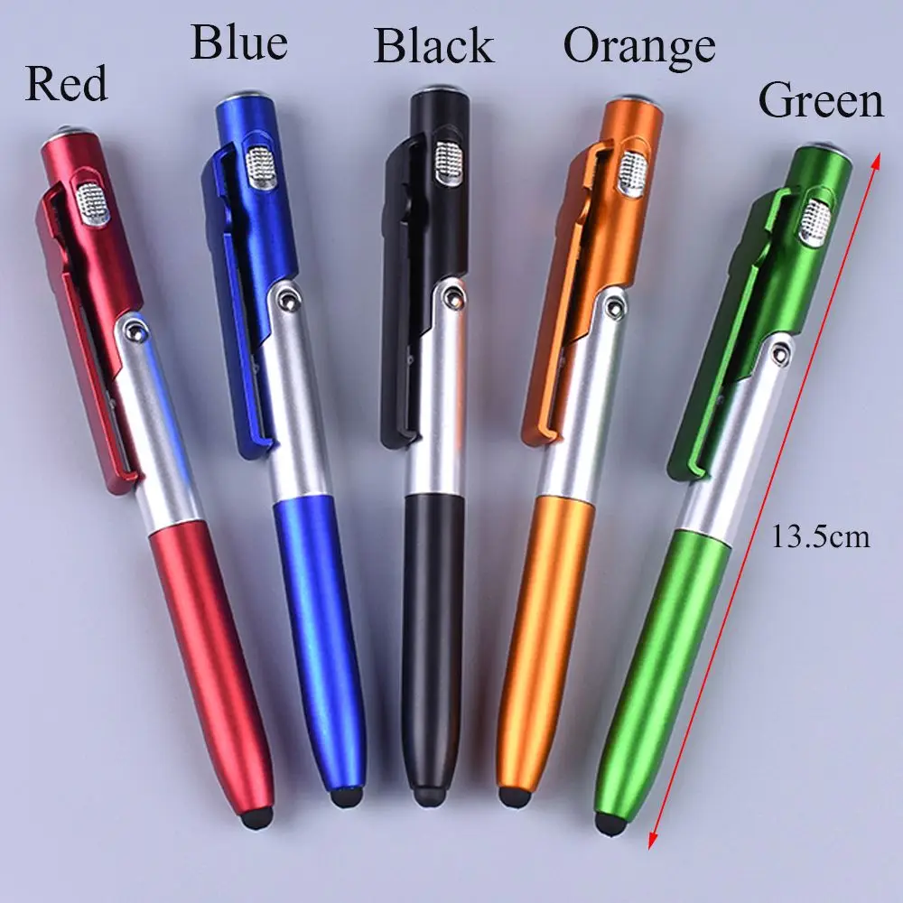 Portable LED Light Ballpoint Pen Foldable Electronics Mobile Phone Stand Multi-function Touch Screen Pen