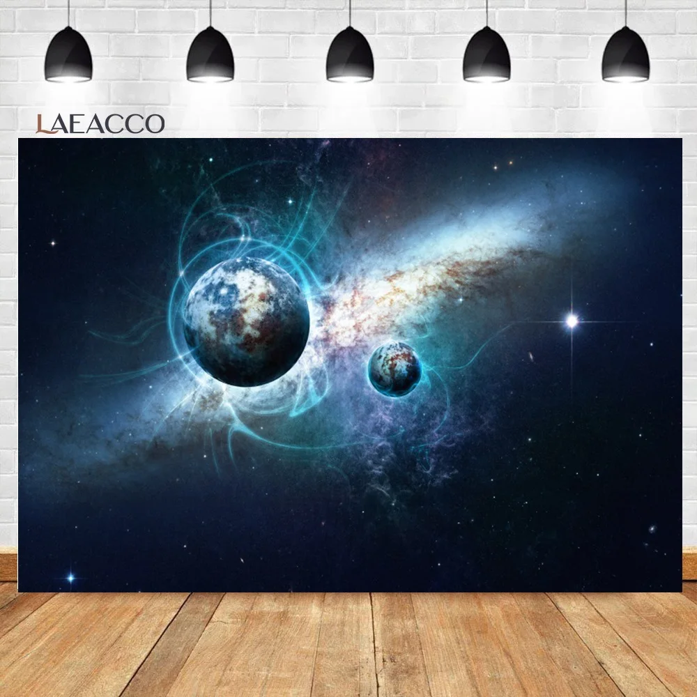 Laeacco Universe Photophone Space Earth Moon Astronaut Photography Backdrops Baby Birthday Photo Backgrounds Photozone Photocall