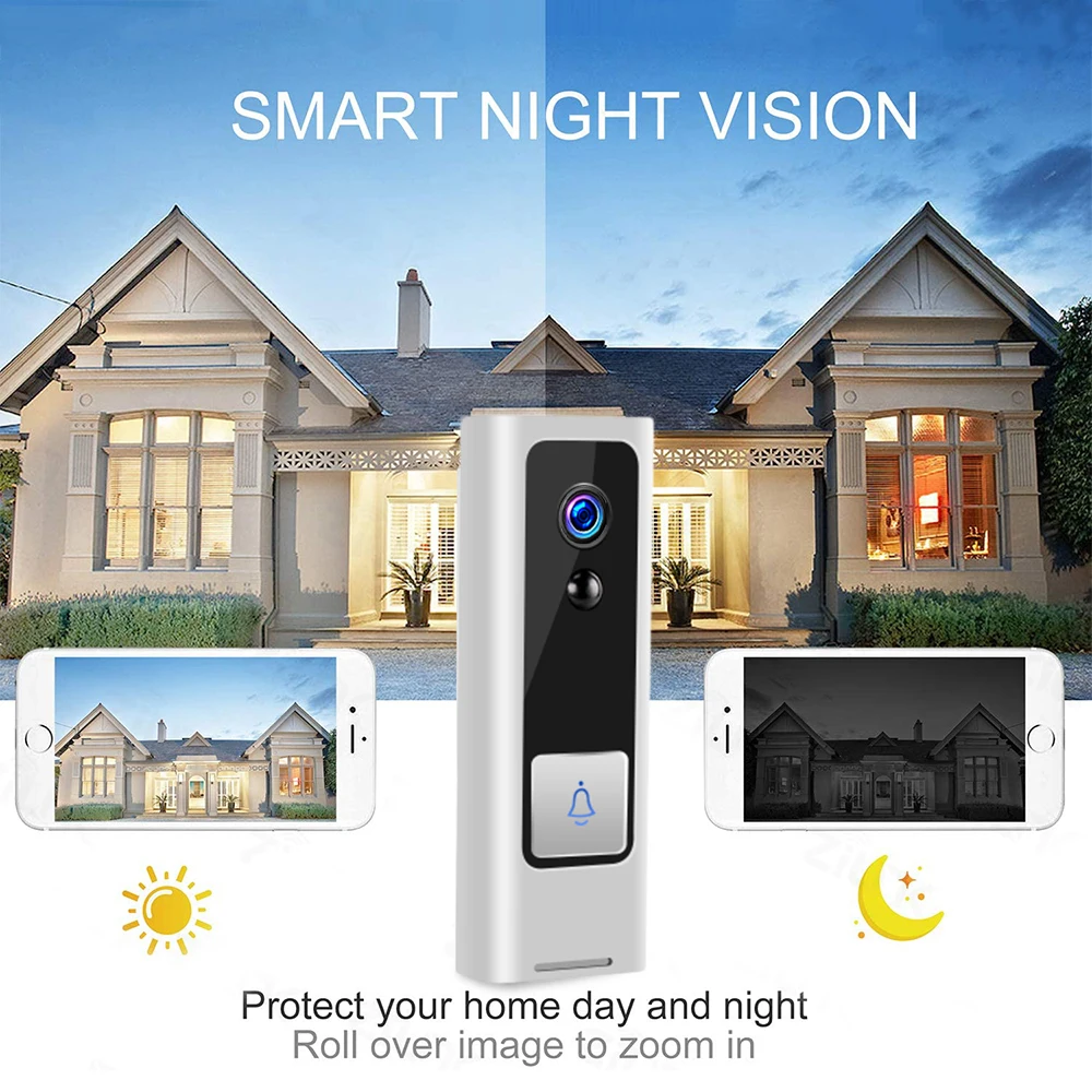 Top Tuya 1080P HD Video Doorbell WIFI Wireless Baby Monitor Smart Life Home Door Bell Phone PIR Motion Security Home Video