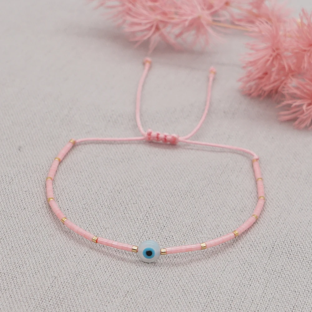 Go2Boho-Miyuki محظوظ العين سوار للنساء ، ميوكي البذور الخرز ، رقيقة سوار ، رائعة مجوهرات ، أنيق اكسسوارات