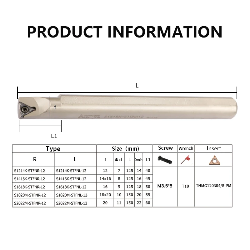 1 قطعة-STUNR S1214K-STUNR S1416M-STUNR S1618N-STUNR CNC الداخلية تحول أداة حامل الربيع الصلب الداخلية ثقب أربور TNMG12 إدراج