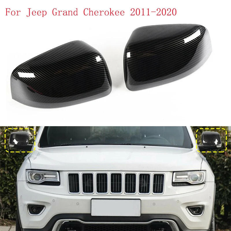 

For Jeep Grand Cherokee Car Rear View Mirror Cover Trim Rearview Mirror Caps Carbon Fiber Stickers 2011 2012 2013 2014 2015~2020