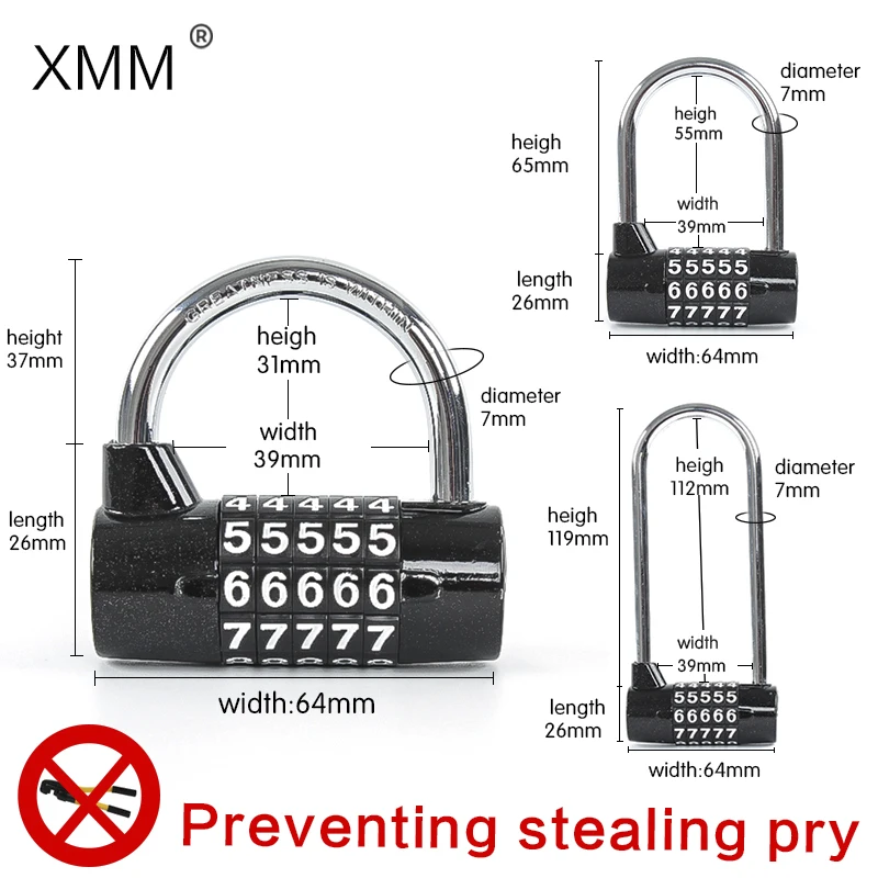 XMM-5 디지털 안전 자물쇠, 코드 잠금, 도어 로커 조합, 야외 가방, 수하물, 자전거 창문 보안 자물쇠