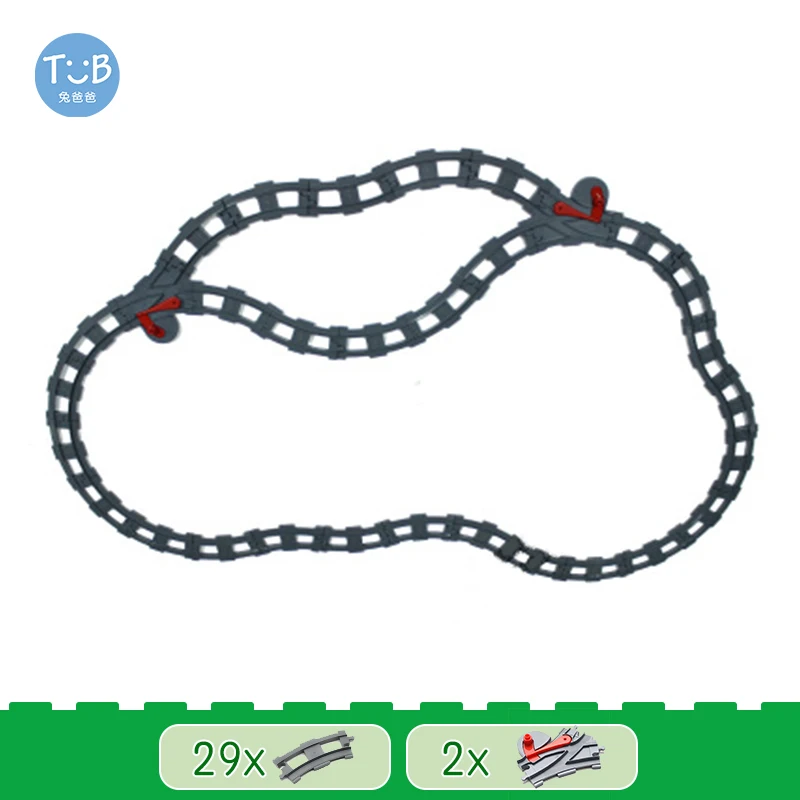Treinspoorset Grote bouwstenen Stad Verkeerspooraccessoires Compatibel met DuploEGG DIY Bricks Speelgoed voor kinderen Cadeau