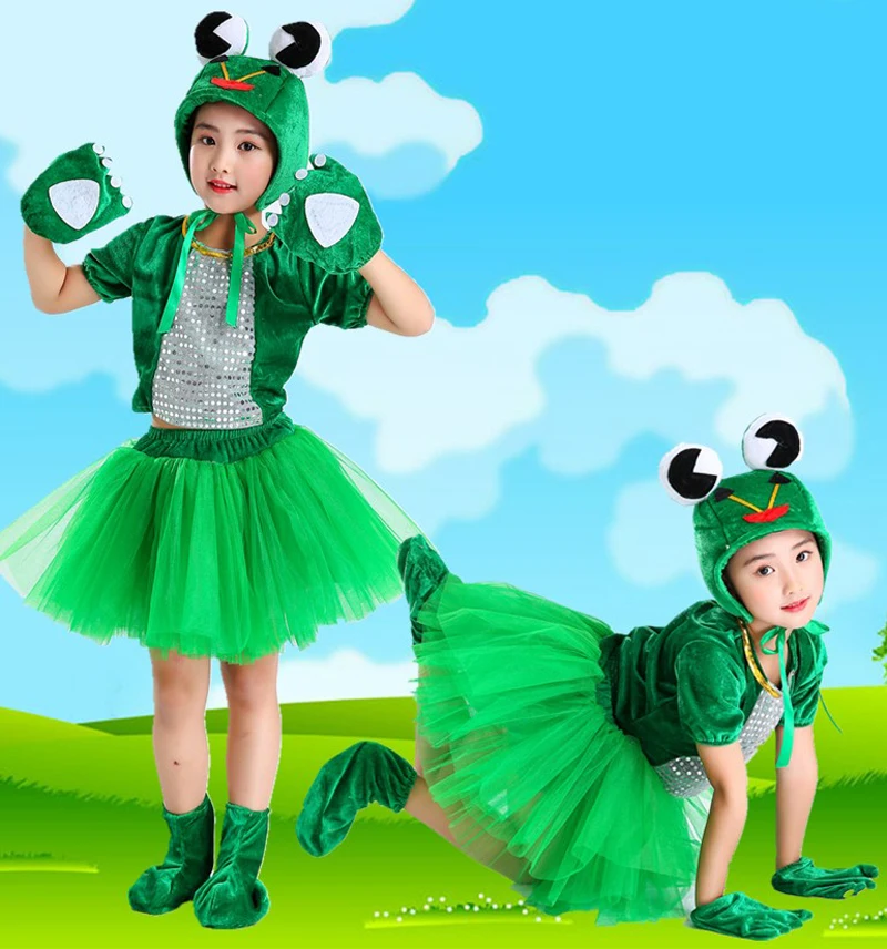 boys girls Green Frog costume Cosplay Headband Tutu Skirt Set Birthday Party dance  Animal Costume Halloween Gift