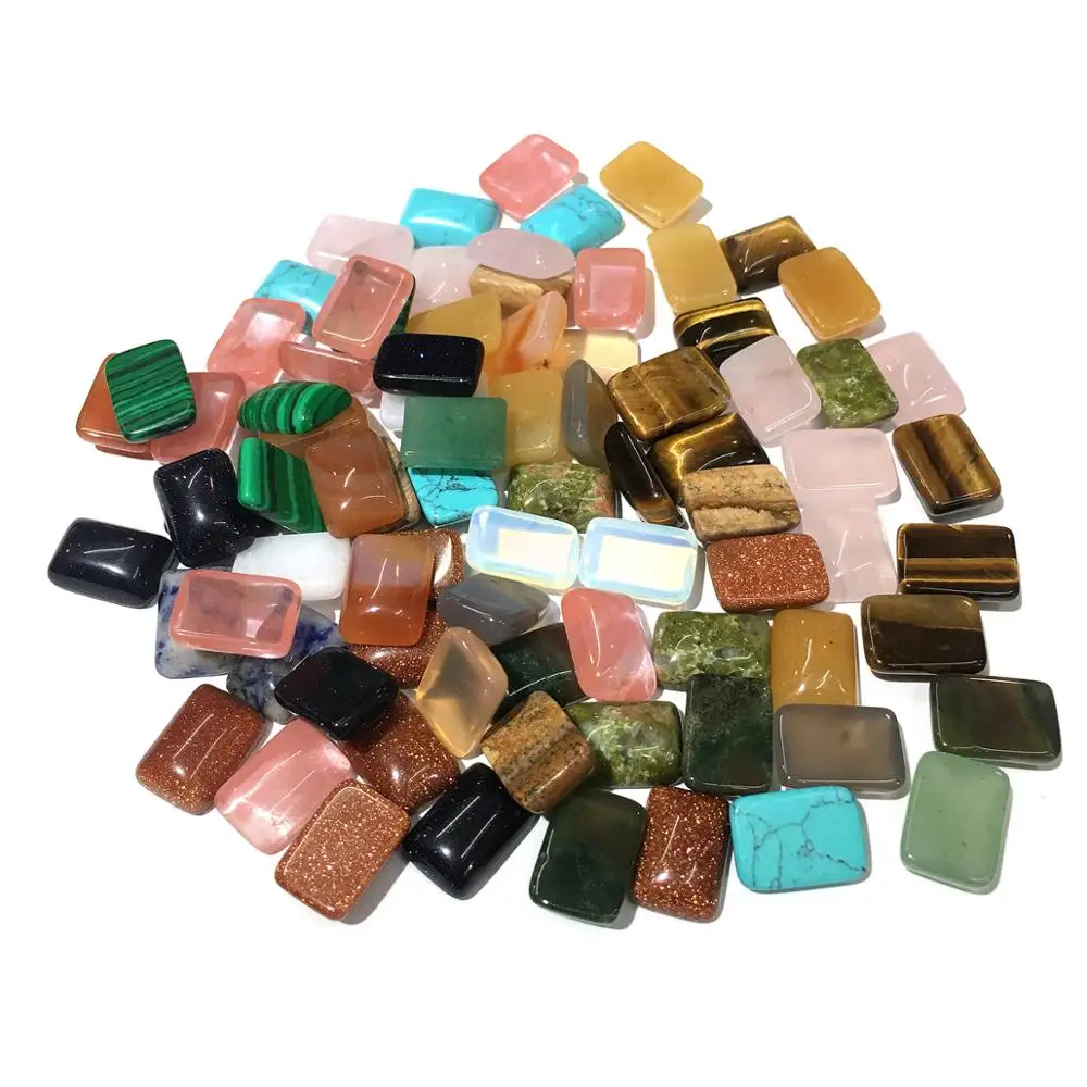 Natural Semi Precious Stone Face Rectangle For DIY Ring Making Package Sale 5 / pack