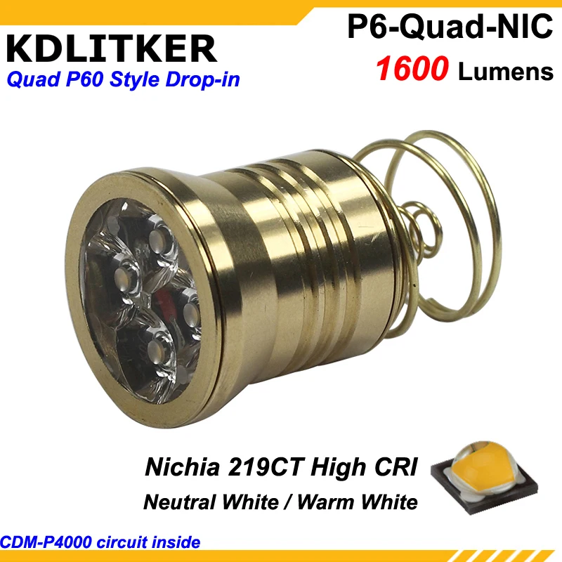 KDLITKER Quad Nichia 219CT 1600 Lumens High Power High CRI LED Drop-in Module (Dia. 26.5mm)