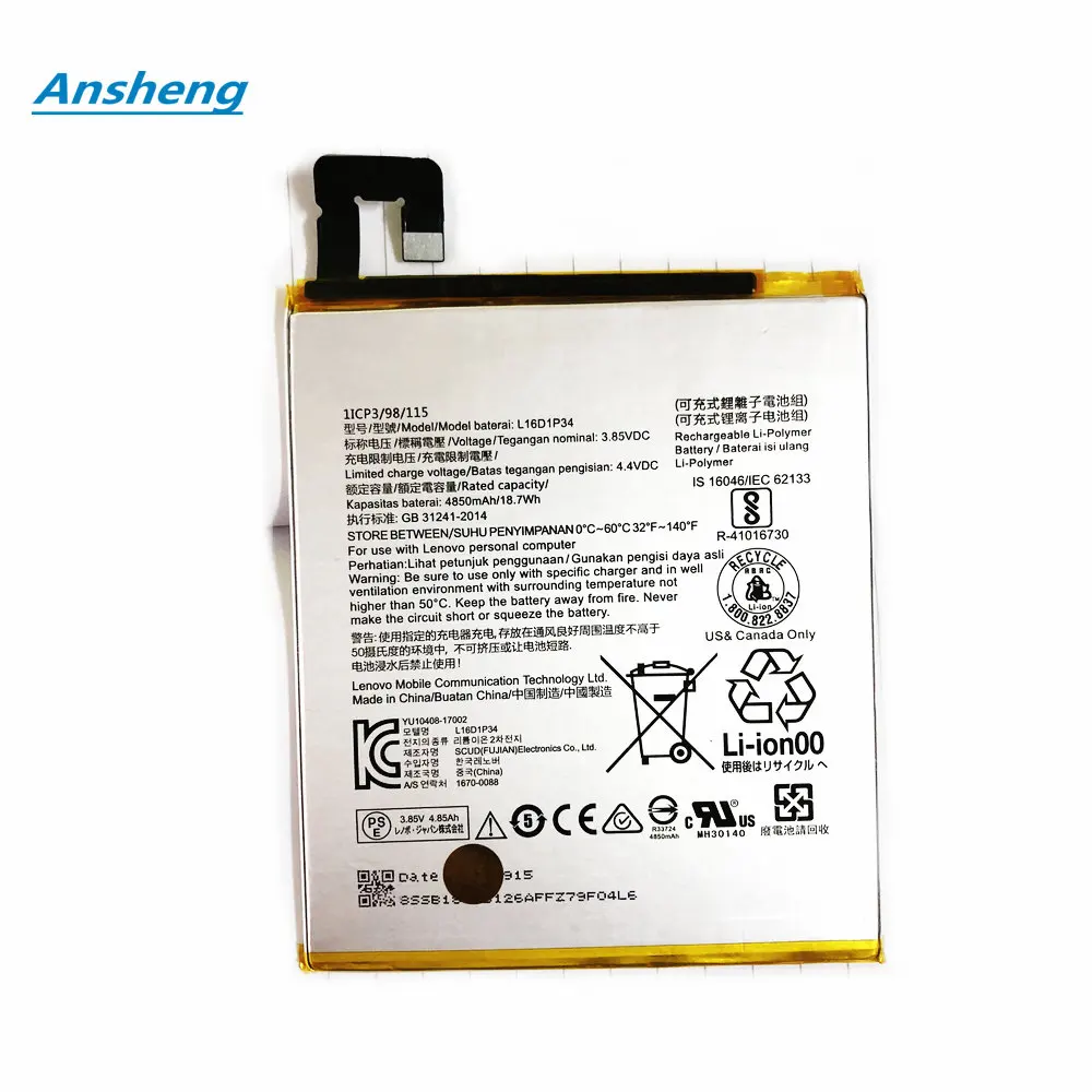 Original 4850mAh L16D1P34 Battery For Lenovo TAB4 8 TB-8504N TB-8504X TB-8504F TAB4 8 Plus TB-8704F Tablet PC