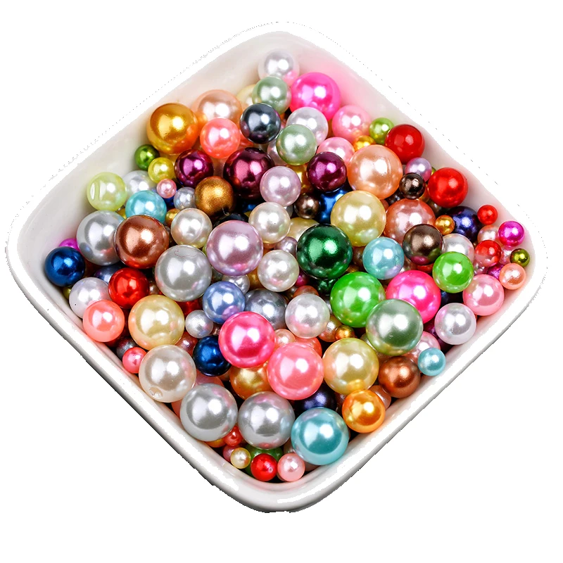 3/4/6/8MM Mixed Sizes No Hole ABS Imitation Round Pearls For DIY Crafts Scrapbook Nail Arts Jewelry Making Garment Pearl Beads