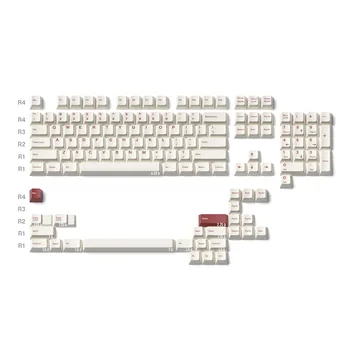 Mekanik klavye için 131 tuşları PBT Keycaps sıra beyaz kırmızı kiraz profil boya süblimasyon 61 68 87 98 104 oyun PC